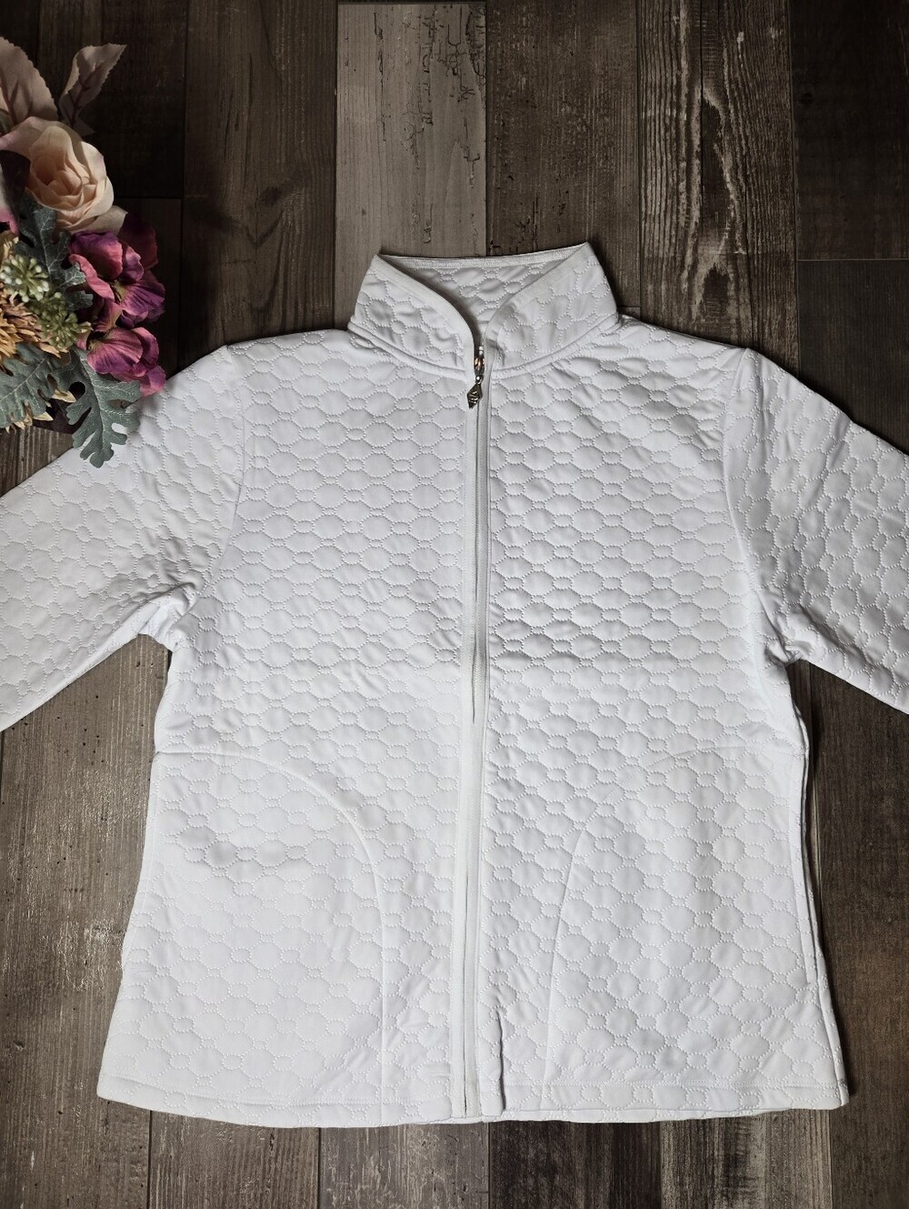 SDI Women’s White Textured Quilted Full-Zip Jacket Size Large NWOT - Picture 10 of 16